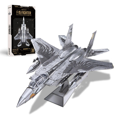 Piececool 3D Puzzles for Adults, American F-15 Fighter Metal Airplane Kit to Build, DIY Assembly Plane Model, Best Gifts for Military Enthusiasts, Dad Boyfriend & Desk Decor