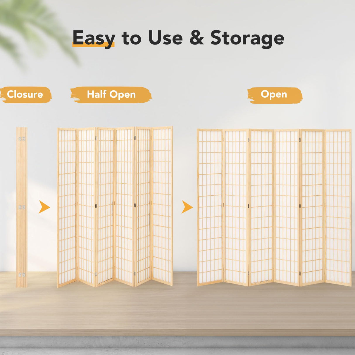 JOSTYLE Room Divider Wall Shoji Screen, 6 Panel Folding Privacy Screen for Room Separation, Japanese Wood Room Divider Screen, 5.9 Ft, Natural JOSTYLE