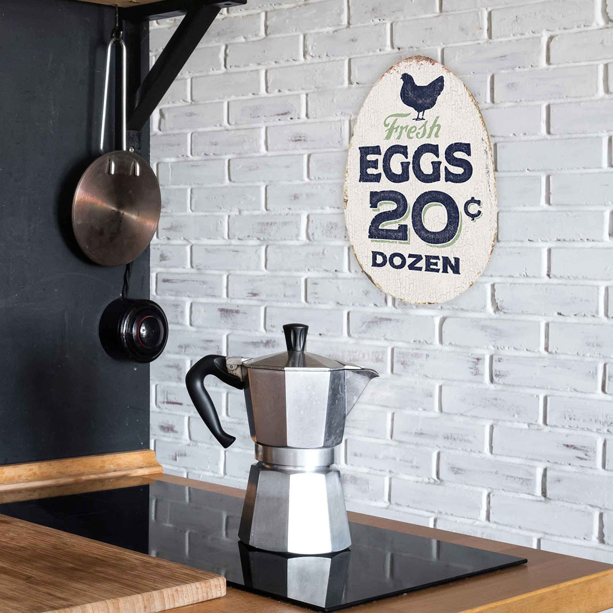 Rustic Fresh Eggs Metal Sign - Farmhouse Wall Art for Chicken Coop, Dining Room, or Kitchen Open Road Brands