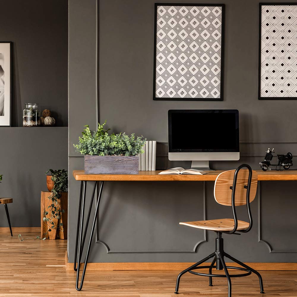 Faux Eucalyptus Plants in Rustic Rectangular Wood Planter Box Artificial Eucalyptus Greenery Arrangement Potted Plant in Dusty Green for Wedding Centerpiece Office Room Table Windowsill Décor Winlyn