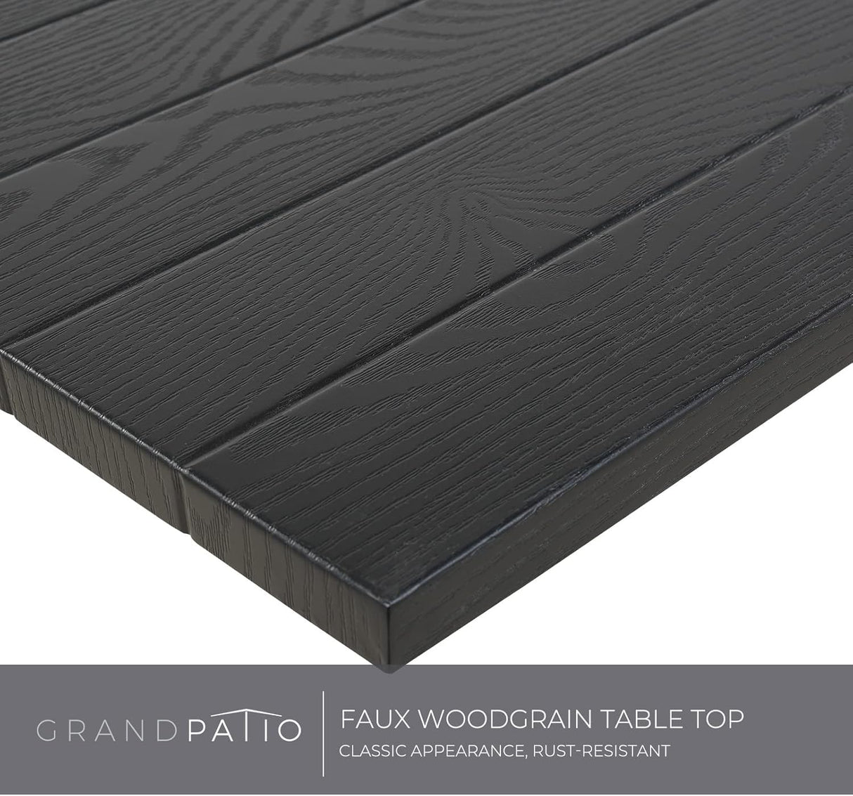 Grand patio 9-Piece Patio Dining Set for 8, E-Coated Outdoor Dining Set Swivel Patio Dining Chairs with Olefin Cushions & 1 Black Extendable Rectangular Faux Woodgrain Table for 6-8 Person Grand patio