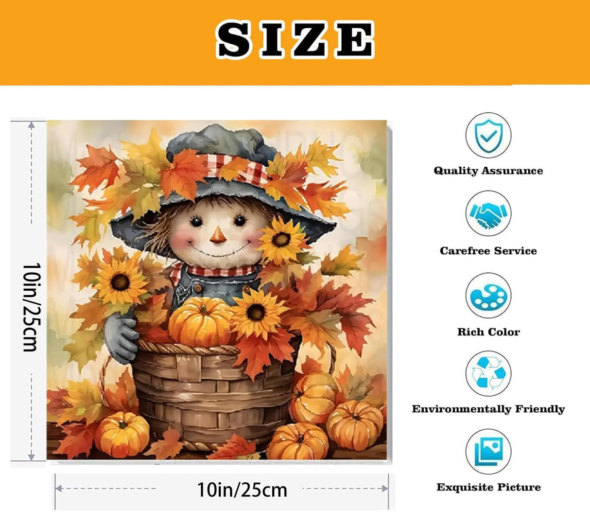VIGEGU Fall Scarecrow Paint by Numbers Kit for Adults with Framed,Thanksgiving Paint by Number DIY Acrylic Adult Paint by Number Kits for Wall Decor 10x10in VIGEGU