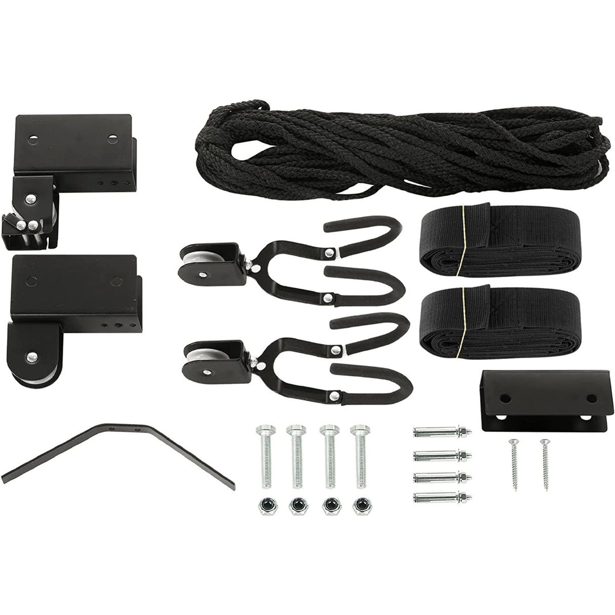 Kayak Hoist Set - Overhead Pulley System for 12-Foot Ceilings - 125lb Capacity Storage for Canoes, Bikes, Ladders, or Kayaks by Rad Sportz (Black) RAD Sportz