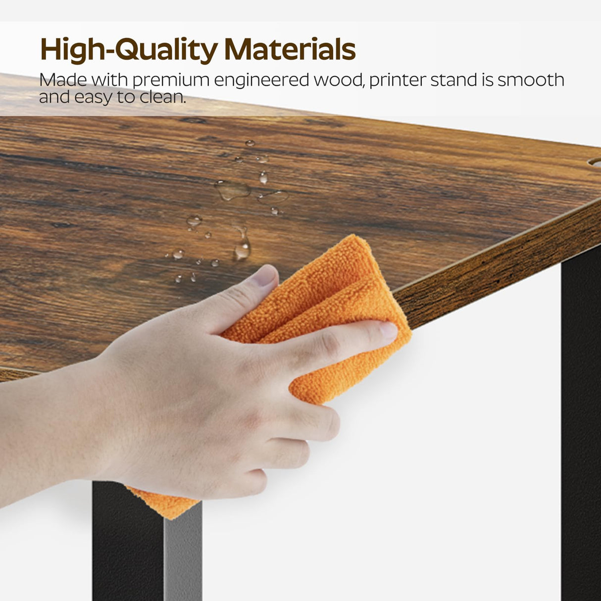 YATINEY Desktop Printer Stand, 2-Tier Printer Table with Non-Woven Drawer, Multi-Purpose Desk Organizer for Home Office, Under Desk Open Organizer Shelf, Rustic Brown PS01BR YATINEY