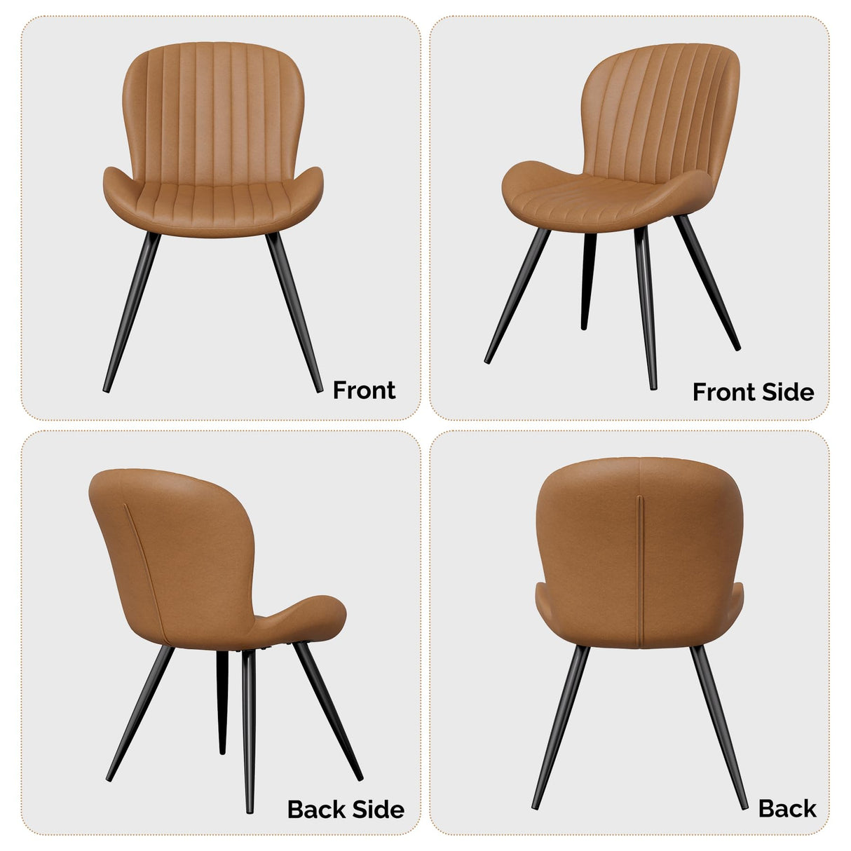 Nalupatio Dining Chairs Set of 4, Modern Dining Room Chairs Comfy Backrest Thick Upholstered Kitchen Chairs 19IN Height with Metal Legs Brown Nalupatio