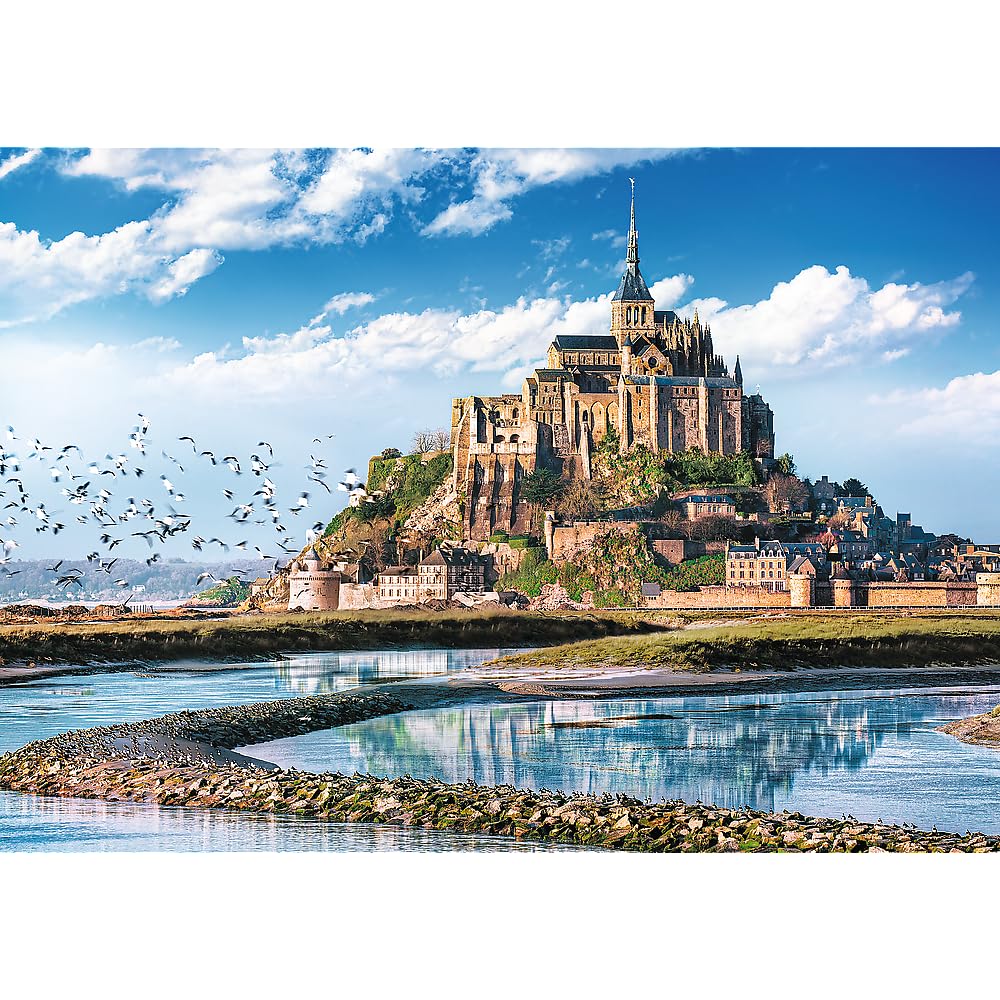 Trefl Mont Saint-Michel, France 1000 Piece Jigsaw Puzzle Red 27"x19" High Quality Print, DIY Puzzle, Creative Fun, Classic Puzzle for Adults and Children from 12 Years Old Trefl