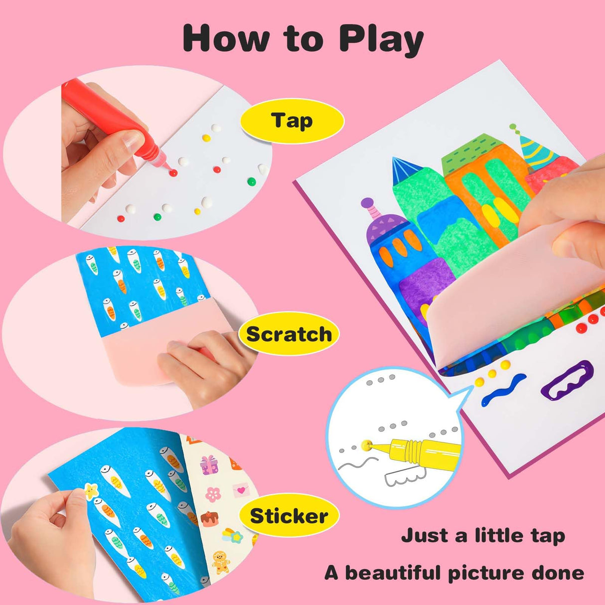 LEERYOUQU Rainbow Scratch Art for Kids, Squeegee Painting Kits, Magic Dot Scratch Painting Party DIY Gifts for Girls and Boys LEERYOUQU