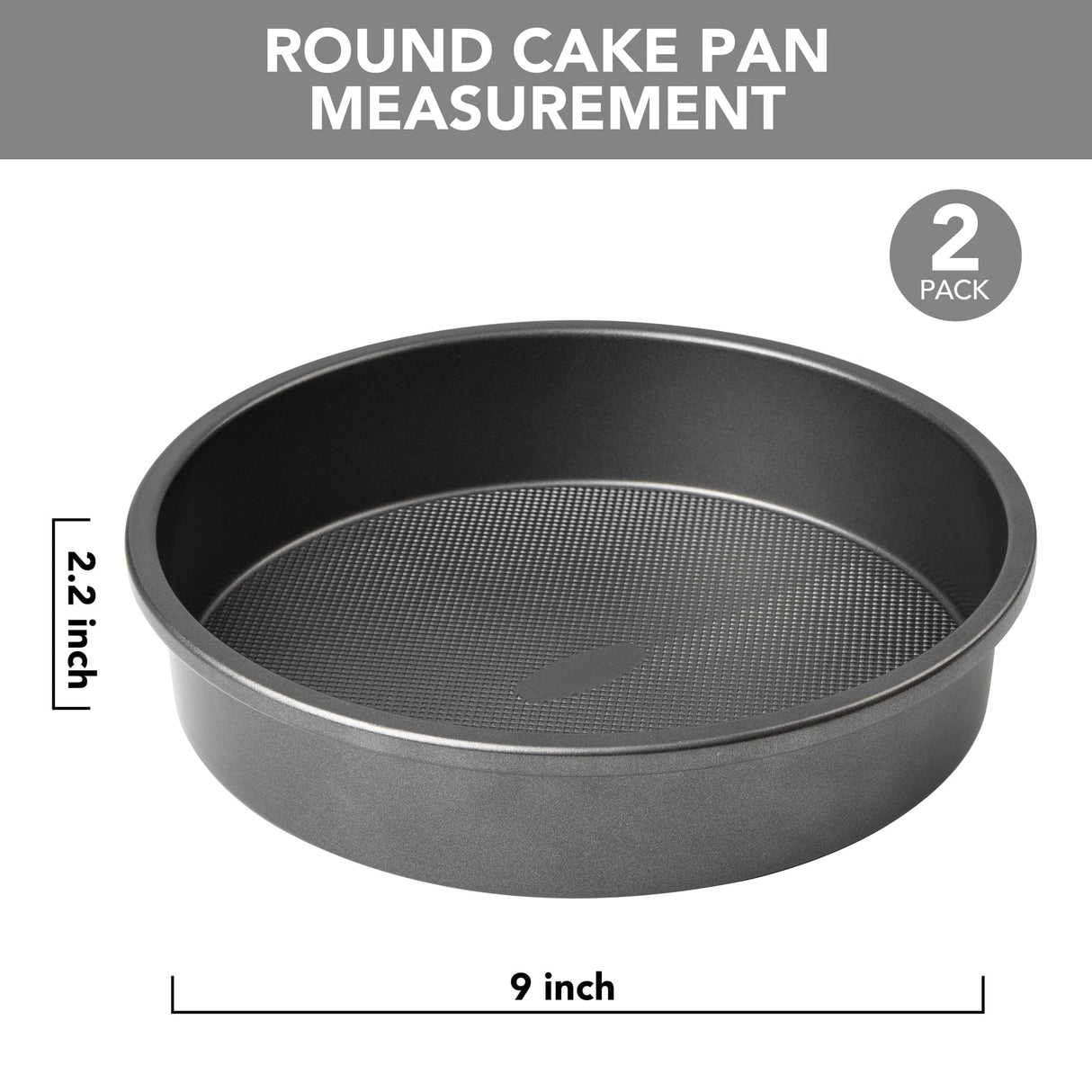 9 Inch Round Cake Pan, Nonstick Bakeware Set, Baking Pan with Diamond Texture Pattern, Set of 2 Tiawudi