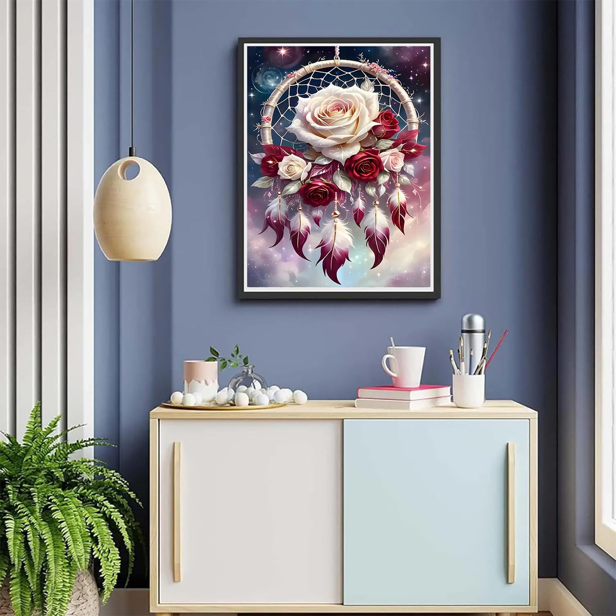 Skyboda Dreamcatcher Net Diamond Painting Kits for Adults, DIY Diamond Art Kits Full Round Drill Gem Art Diamond Crafts for Home Wall Art Decor 12×16inch Skyboda