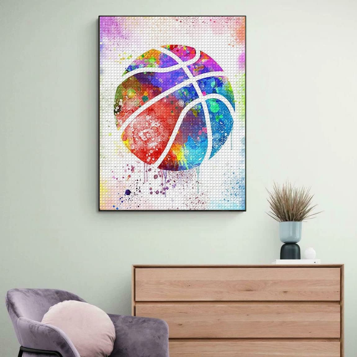 DVWIVGY 5D Diamond Painting Kits, DIY Basketball Diamond Painting for Kids Adults, Sports Diamond Art Craft for Home Wall Decor 12x16 inch DVWIVGY