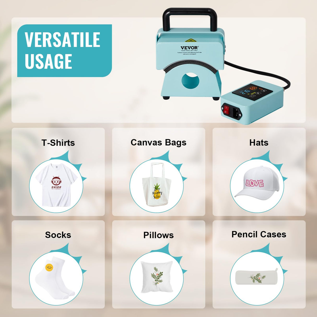 VEVOR Hat Press Machine, Mini Hat Heat Press for Caps with Integrated Control Panel, Cap Heat Press Machine with 5.9x3.15 inch Curved Heating Plate, Safety Base, and Glove, Automatic Shut-Off, Green VEVOR