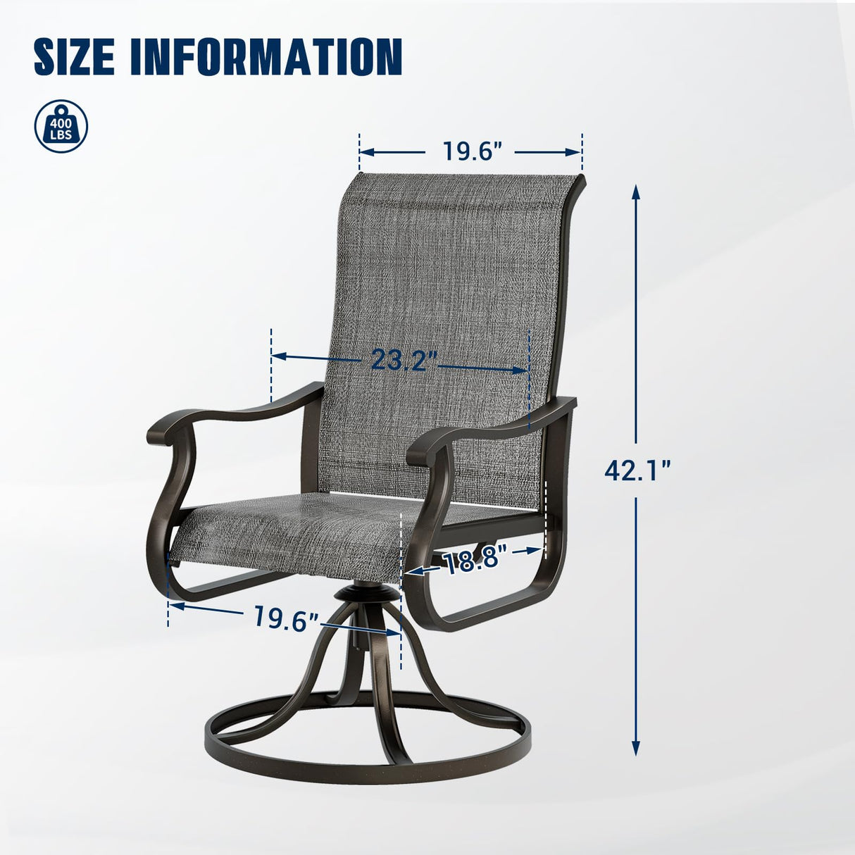 UDPATIO Patio Swivel Dining Chairs Set of 4, Outdoor Swivel Chairs High Back with All Weather Textilene Metal Rocking Frame for Lawn Garden Backyard, Dark Gray UDPATIO