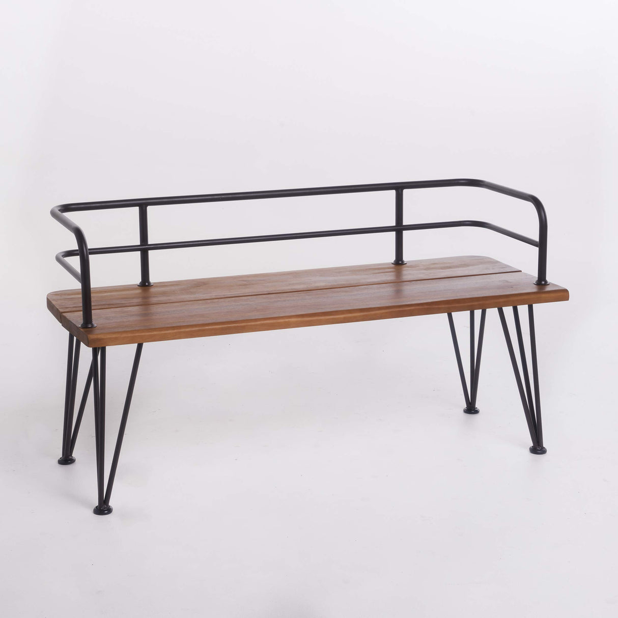 Christopher Knight Home Lastoro Outdoor Industrial Rustic Iron and Acacia Wood Bench, Teak Finish With Rustic Metal Christopher Knight Home