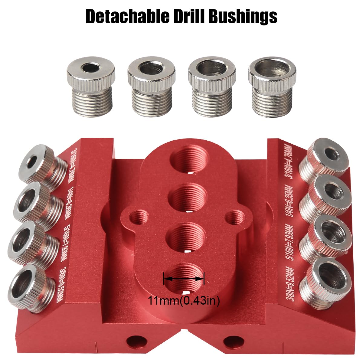 30 45 90 Degree Angle Drill Guide Jig Drill Block for Straight Angled Holes with Detachable Drill Bushings Positioning Bar Toolcool