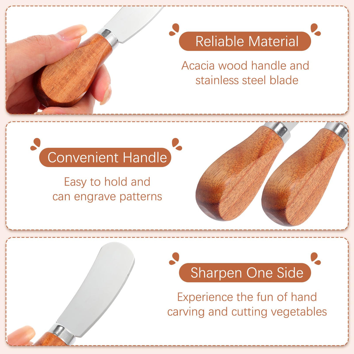 Geetery 12 Sets Acacia Wood Cutting Board with Knife Kitchen Chopping Boards with Handle Engraving Serving Board Charcuterie Boards with Gift Boxes, Cards for Wedding Mother's Day Housewarming Gift Geetery