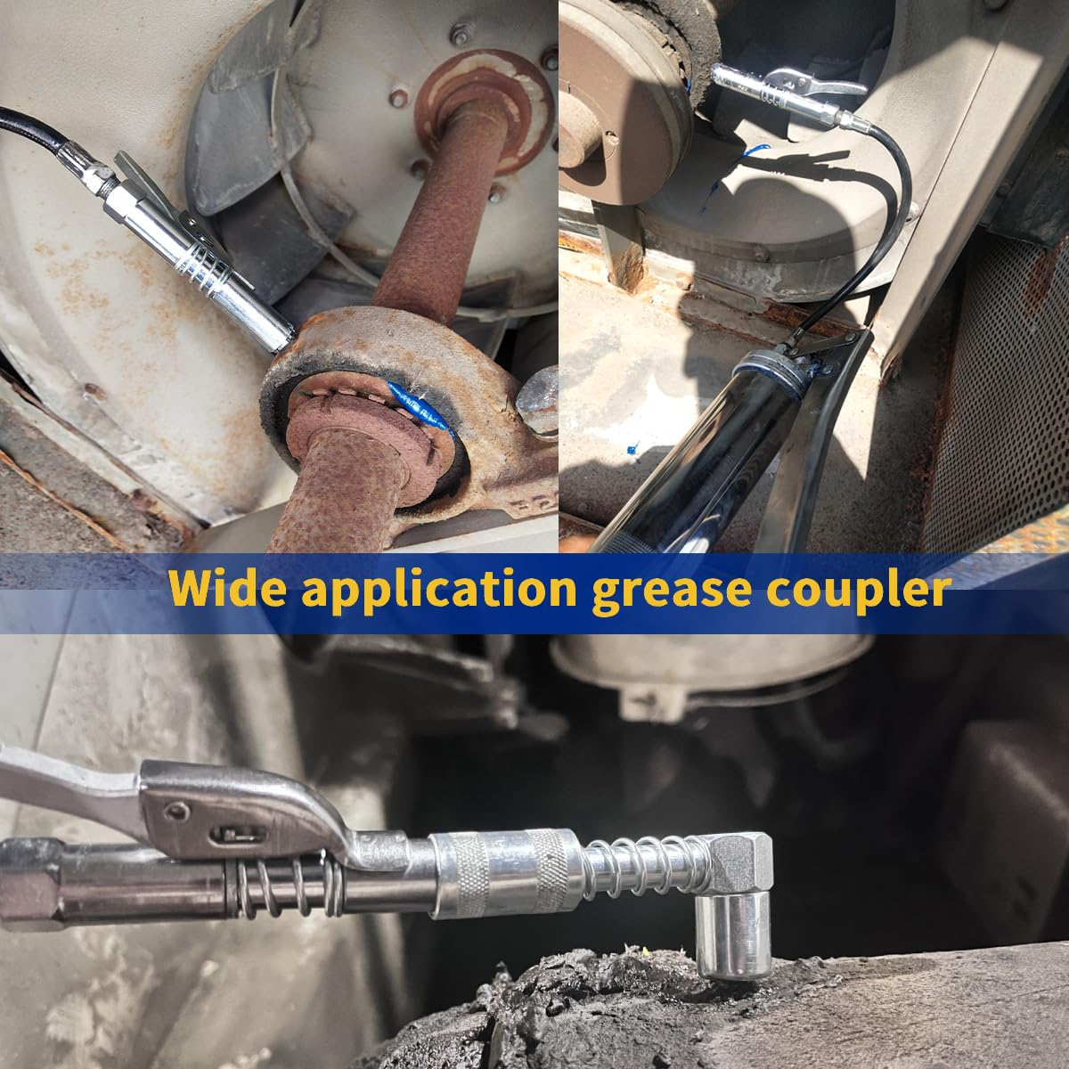 AORRZER 90 Degree Grease Gun Coupler Adapter & Grease Gun Coupler, Grease Gun Tips Locking,Suitable for Grease Fittings in Tight Spaces,Compatible with All Grease Guns 1/8" NPT Grease Gun Fittings AORRZER