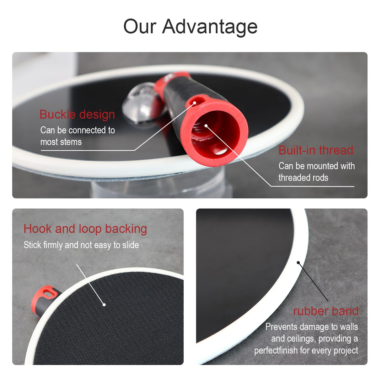 SCOTTCHEN Drywall Sander 9 Inch Radial Round Pole Sander for Dry Wall Include 3pcs Sanding Sheets 80,100,150 Grits SCOTTCHEN