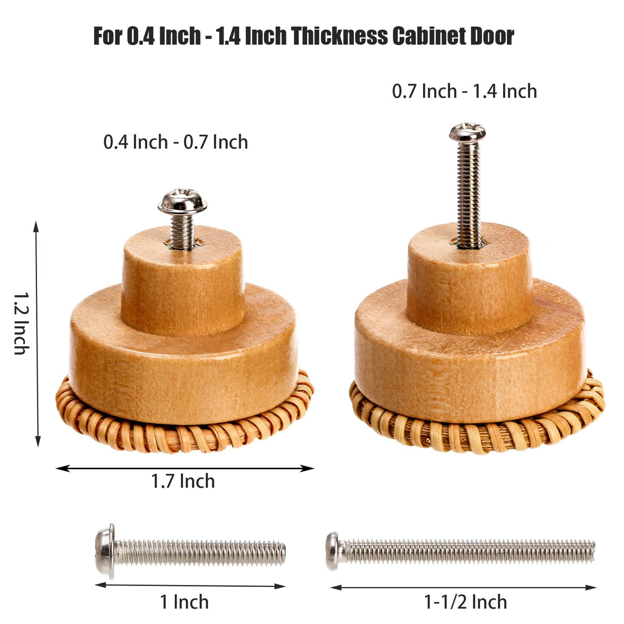 Nicunom 16 Pack Boho Rattan Dresser Knobs, Round Cabinet Knobs Wood Furniture Drawer Knobs with 32 Screws, Handmade Wicker Woven Pulls for Nursery Kitchen Wardrobe Cupboard Nicunom
