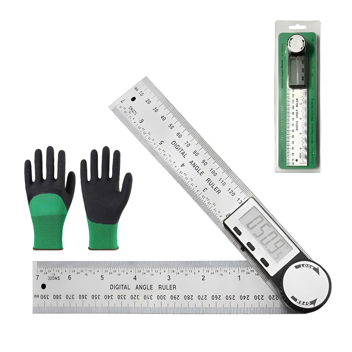 Digital Angle Ruler Finder Protractor, Angle Finder Ruler with 7inch / 200mm, Angle Measuring Tool for Carpenter Wood Working Construction DIY Measurement - Silver Elemirance