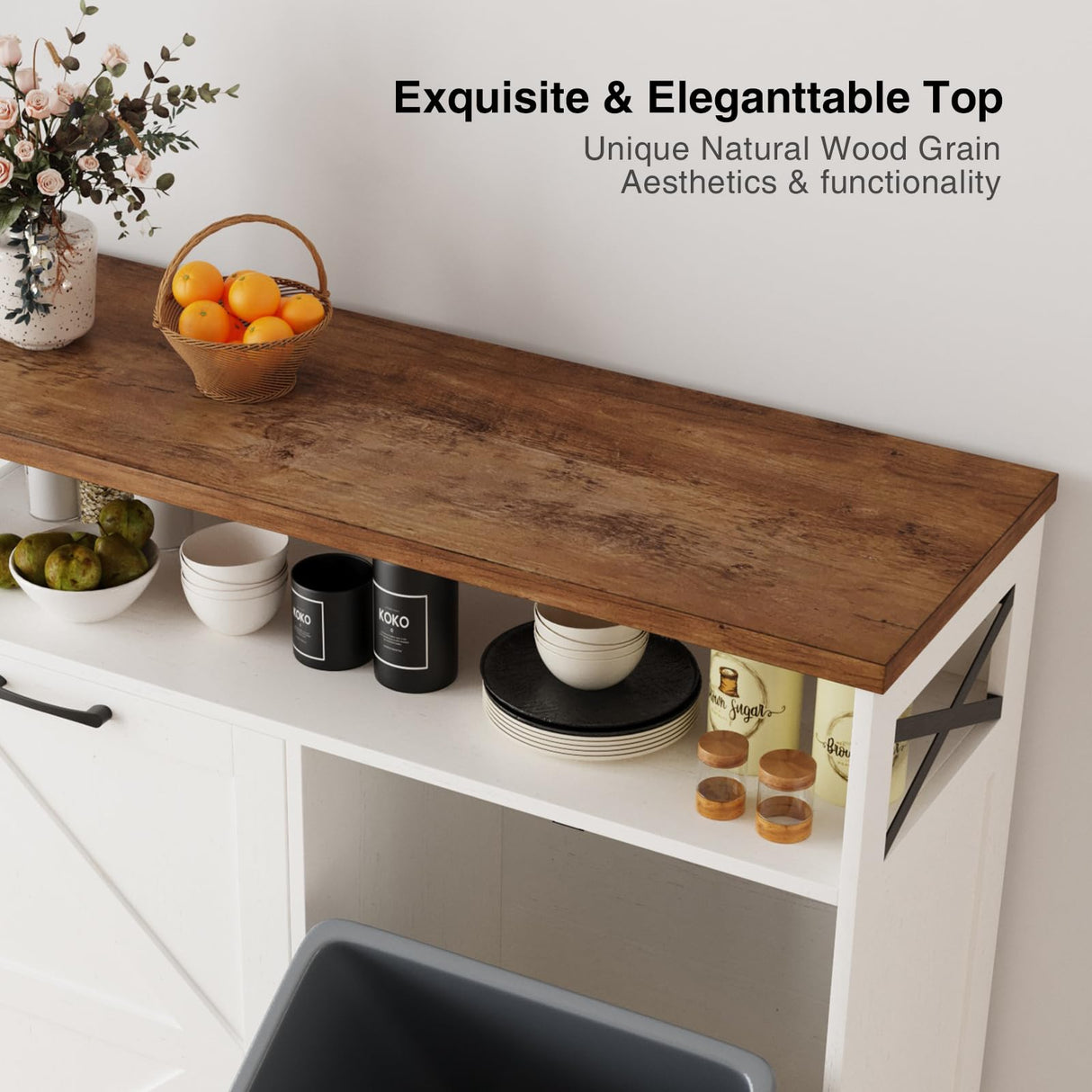 Double Tilt Out Trash Can Cabinet for 13*2 Gallon Garbage Can, Farmhouse Kitchen Garbage Trash Bin Cabinet for Hidden Laundry Basket, Dual Dog Proof Trash Can Cabinet for Barthroom, Living Room, White Befrases