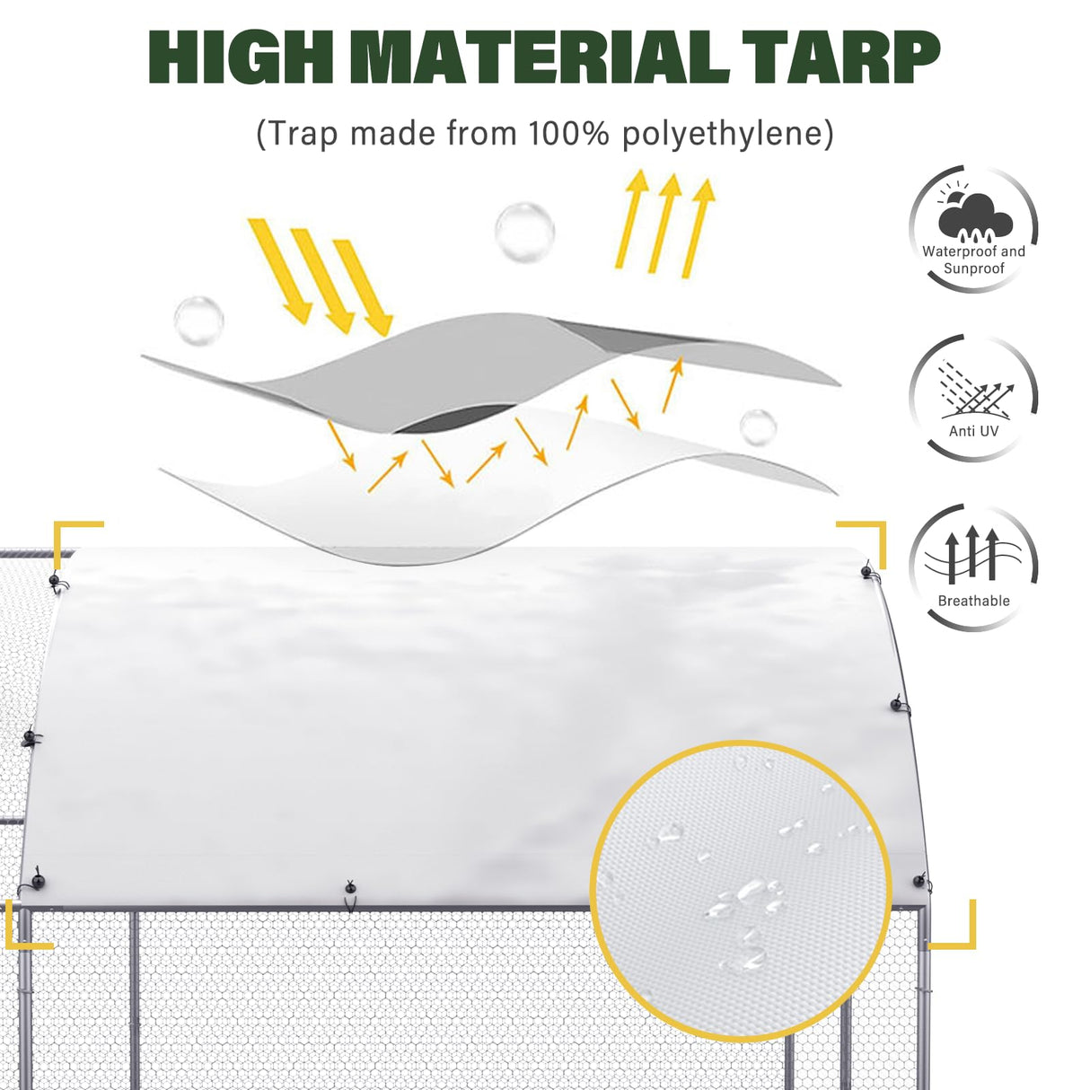 Oranland Chicken Coop Metal Large Chicken Run for Yard Chicken Pen Outdoor Heavy Duty Poultry Cage with Waterproof and Anti-Ultraviolet Cover for Outdoor Farm Use Oranland