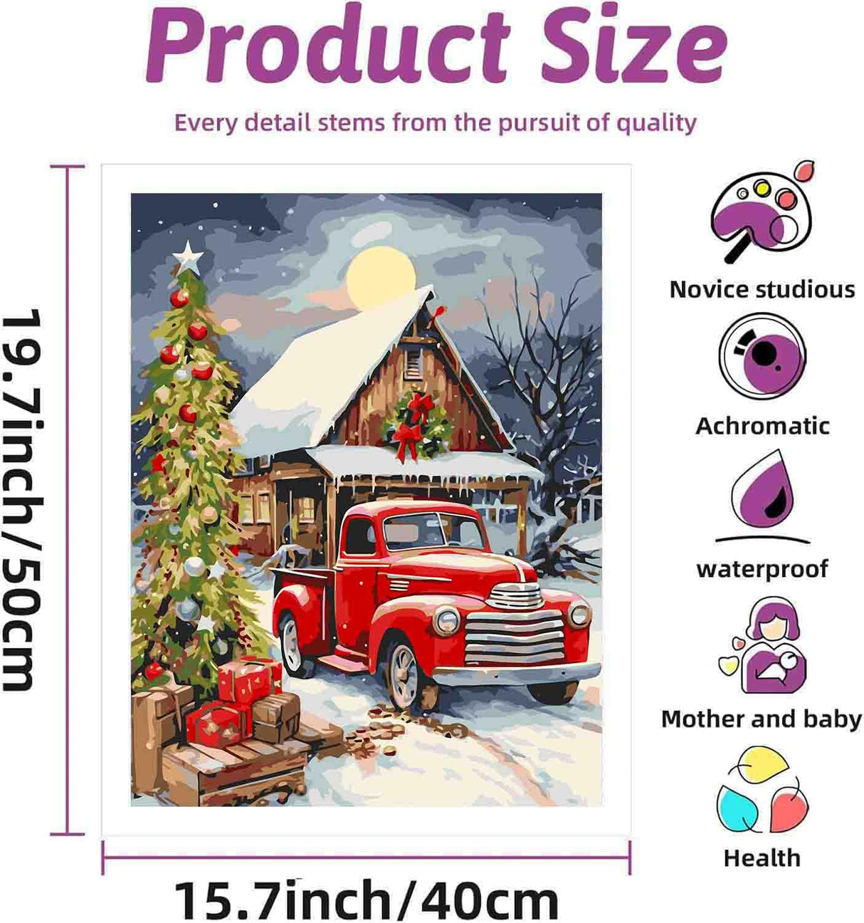 DYAIANGMU Christmas Paint by Numbers Kit for Adults Beginner,Car Paint by Number Kits on Canvas for Adults Beginner,Digital Oil Painting Kits for Home Wall Decor 19.6X15.7 Inch (with Frame) DYAIANGMU