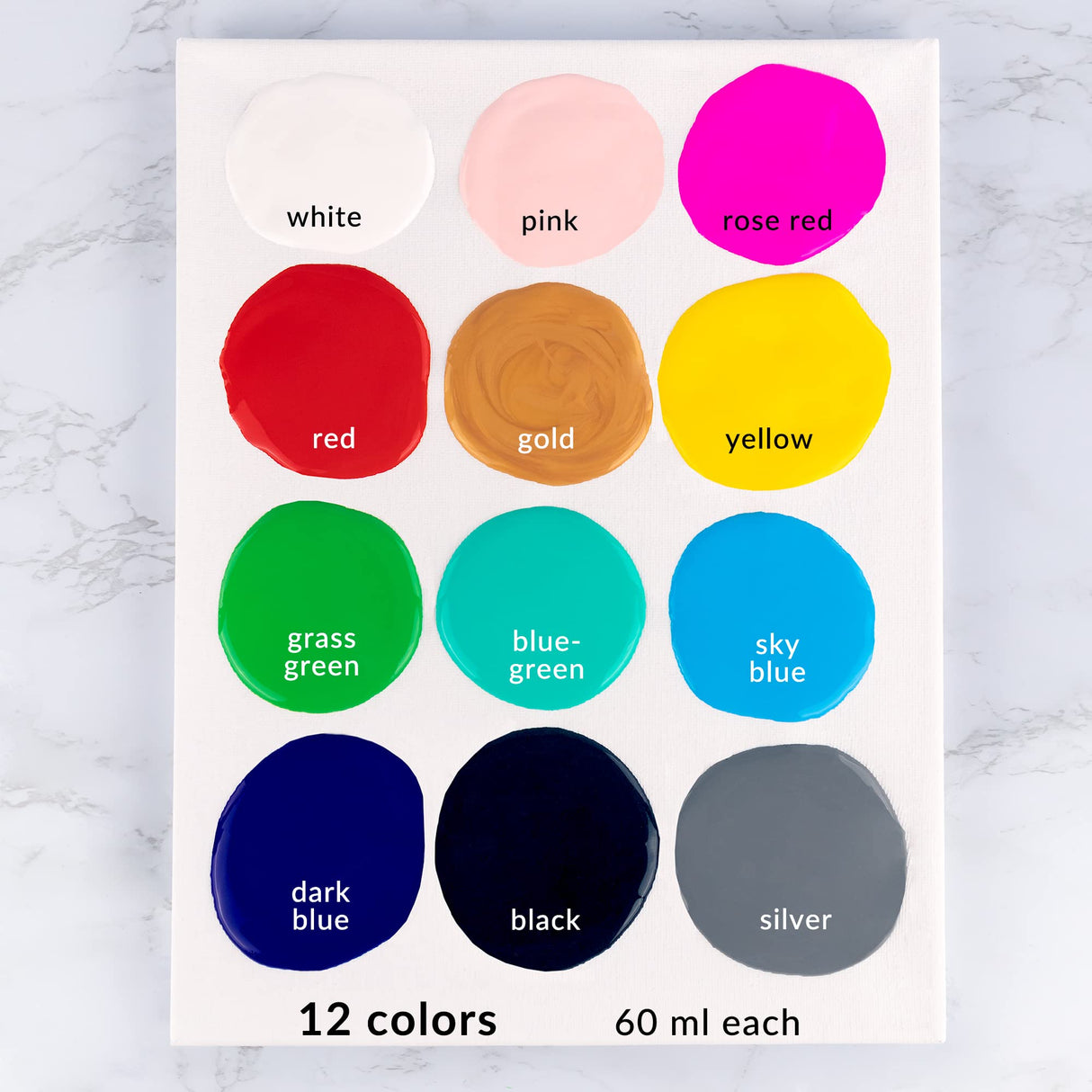 WA Portman 12-Pc Ready To Pour Acrylic Pouring Paint Supplies - 2oz/60ml Bottles of Acrylic Paint Sets for Adults and Kids for Canvas Painting W.A. Portman