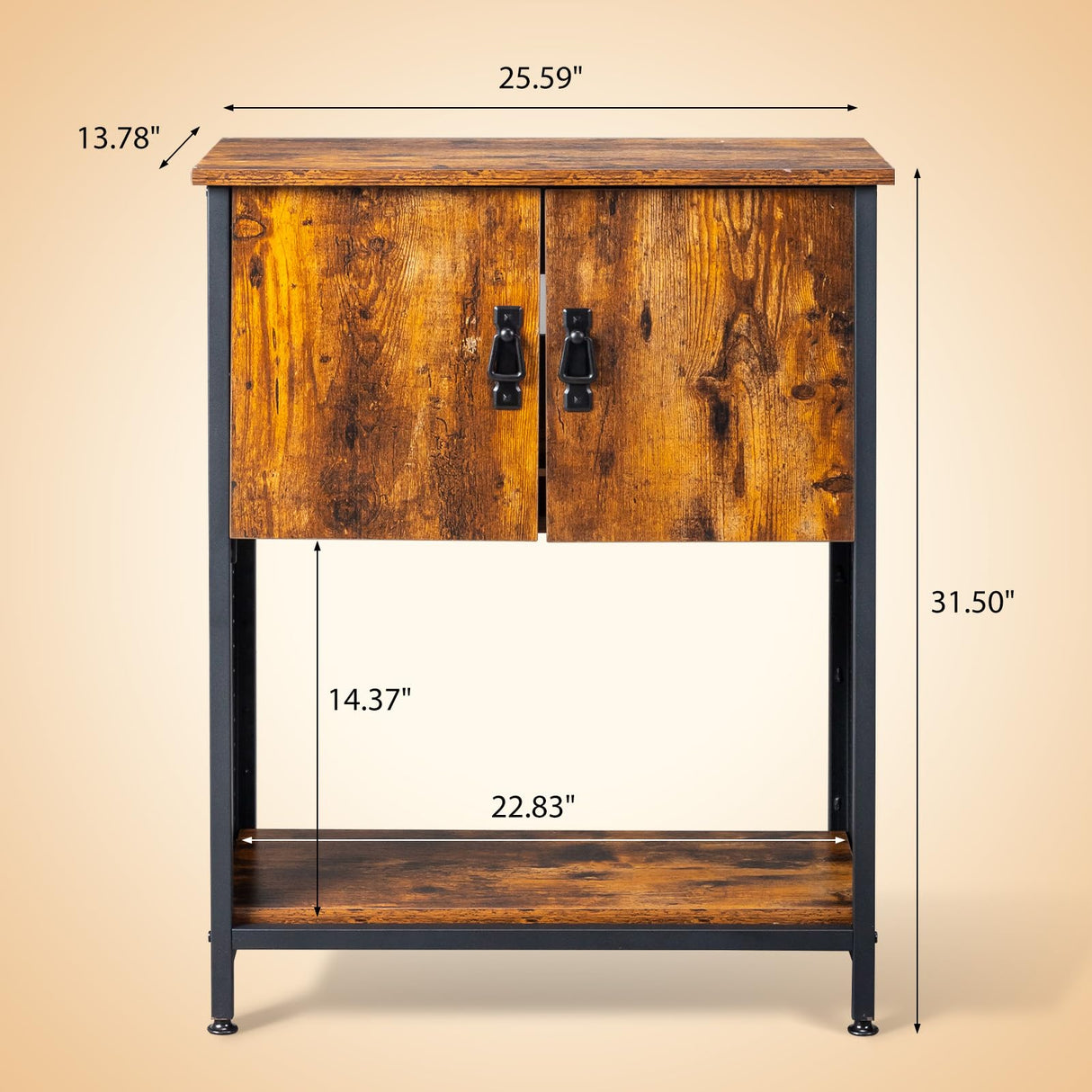 VINGLI 20 Gallon Fish Tank Stand, Metal Frame Aquarium Stand with Cabinet for Double Fish Tank & Accessories Storage, 25.99" L* 13.78" W Tabletop, 550 LBS Capacity, Rustic Brown VINGLI