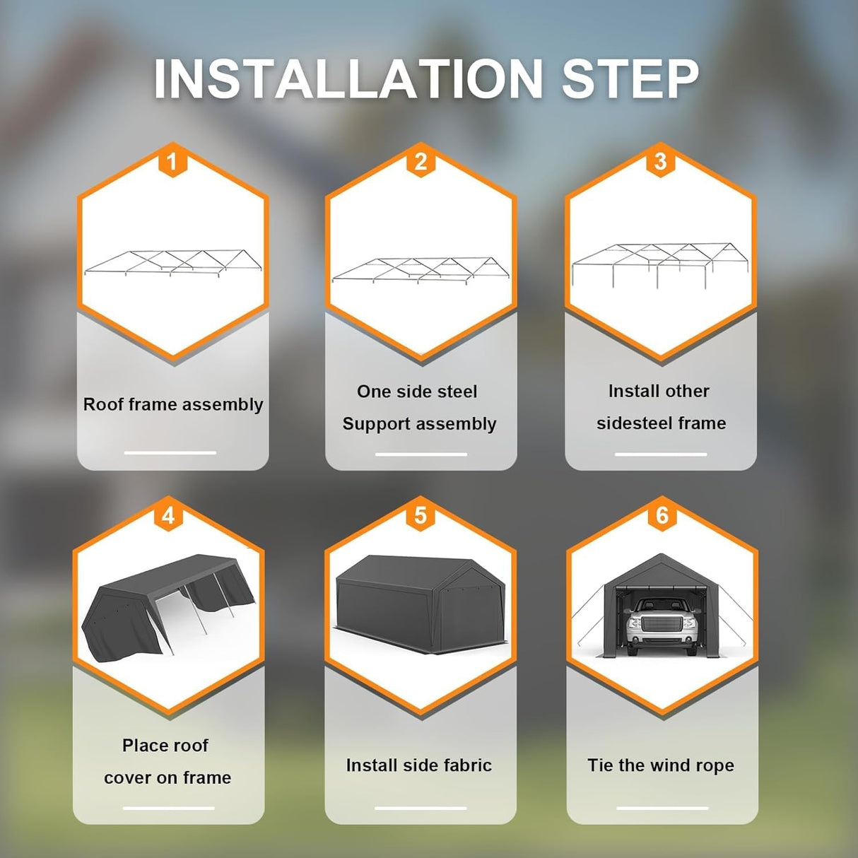 Carport, 10x20ft Heavy Duty Car Port, Portable Garage with Removable Sidewalls & Doors, Car Canopy with All-Season Tarp for Car Boat Truck Party (SGreen) TANGJEAMER