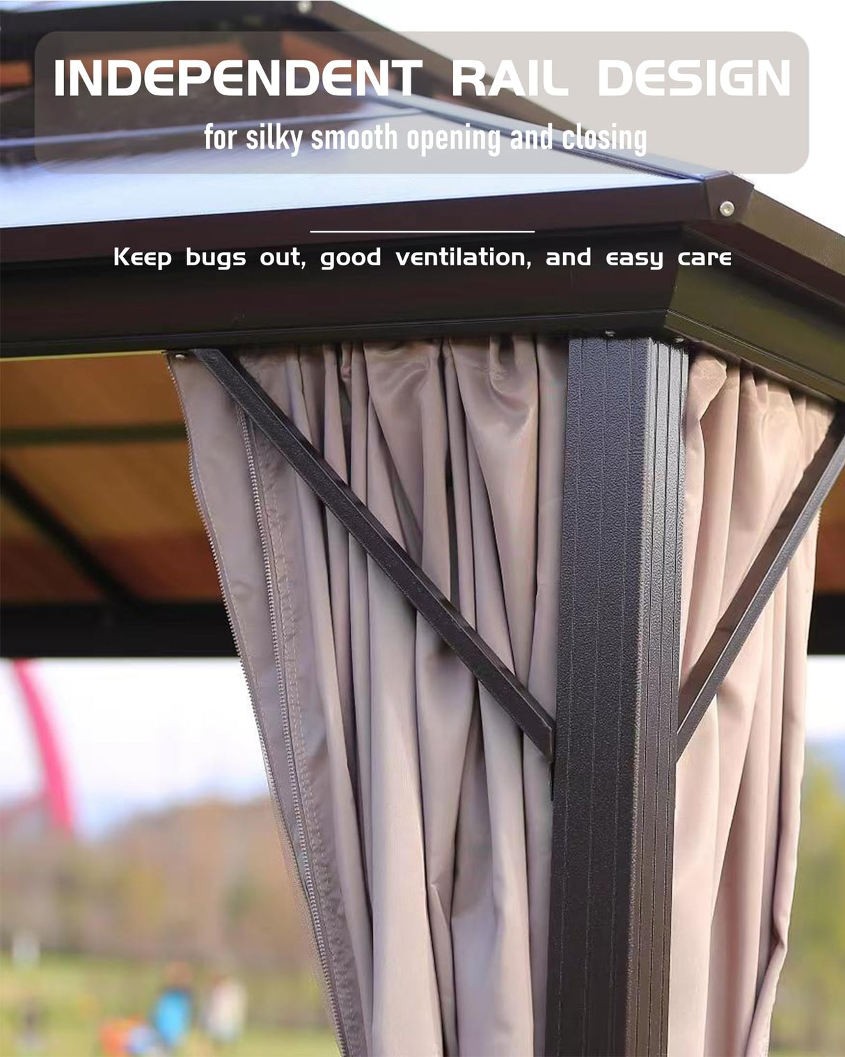 Hardtop Gazebo 12'x12' for All Weather, with Double Metal Roof, Aluminum Alloy Frame, and Net and Curtain, Permanent Building of Backyard Luxury for Patio, Deck, Backyard, Lawn, and Garden, Gray GAOMON