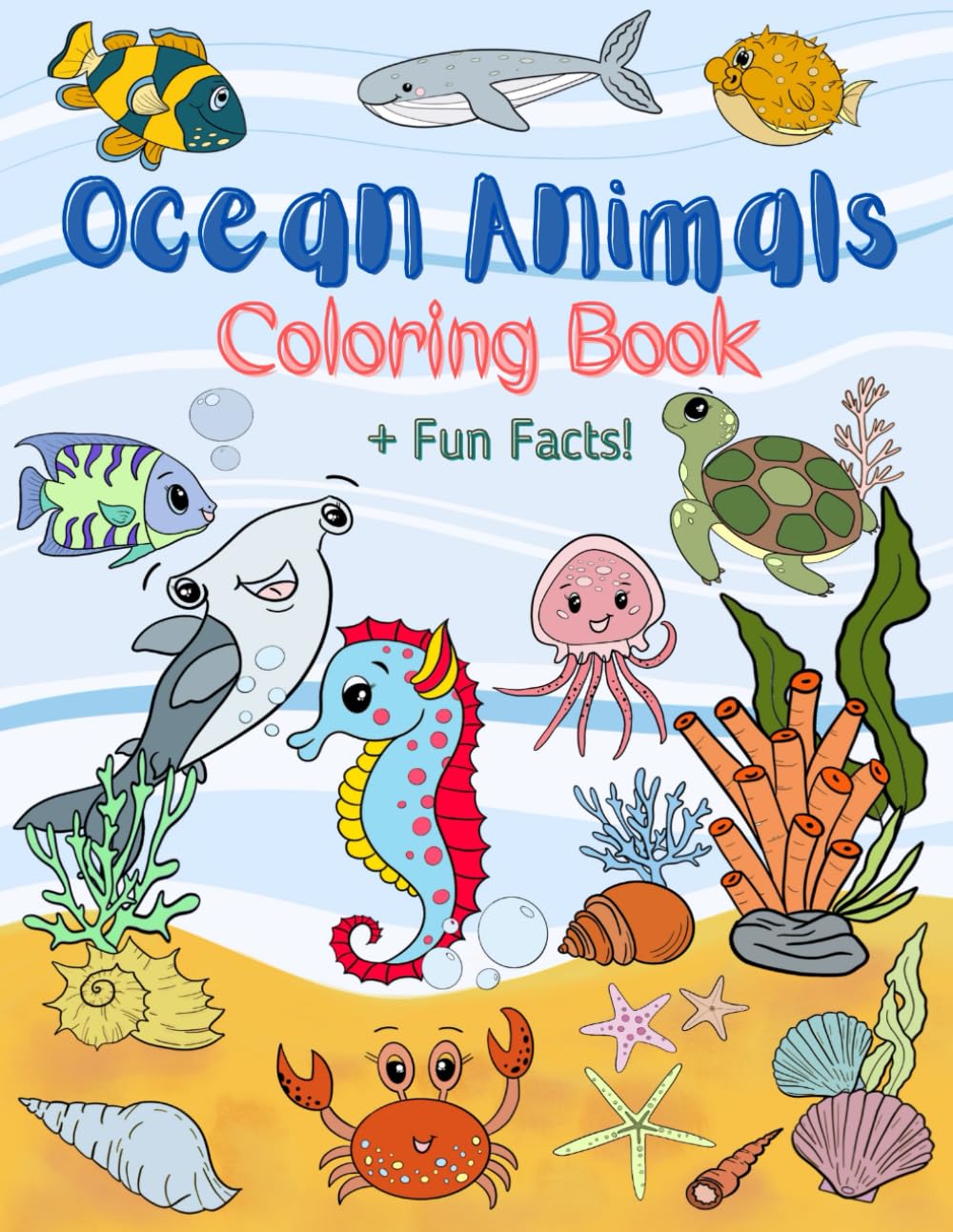 Ocean Animals Coloring Book: For Kids age 2-7 , 8.5 x 11 Inch (21.59 x 27.94 cm) (Educational Kids Coloring Books) WoodArtSupply