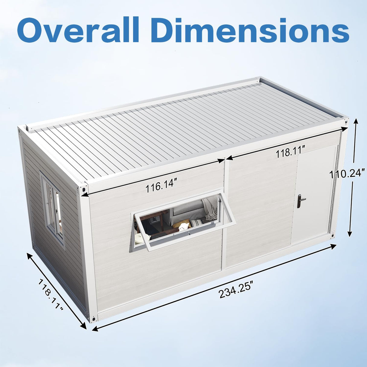 AMGUI Single Storey Tiny House: Modern Prefabricated Flat Pack House with Expandable Plastic Design, Portable Modular Home for Hotel, Office or Villa - Includes Bathroom and On-site Installation AMGUI