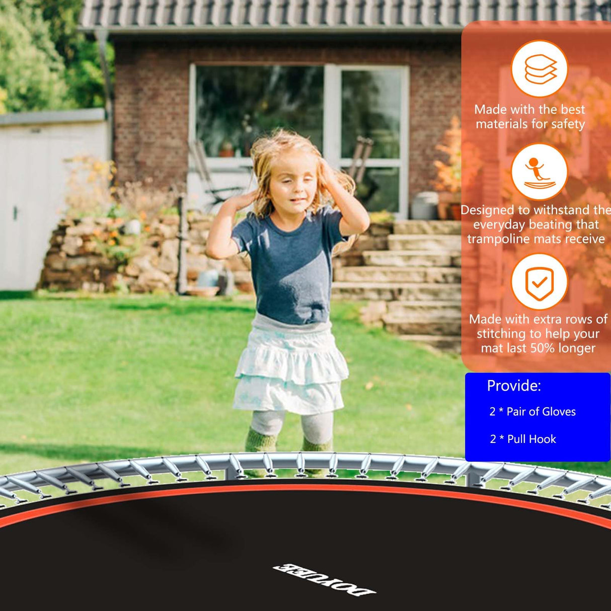 Doyuee Trampoline Mat Replacement-Fits 16FT Frame with 108 Rings Fits 6.5-7.0" Springs-Mat Diameter 14.3ft (172inch), Not Include Spring and Frame Doyuee