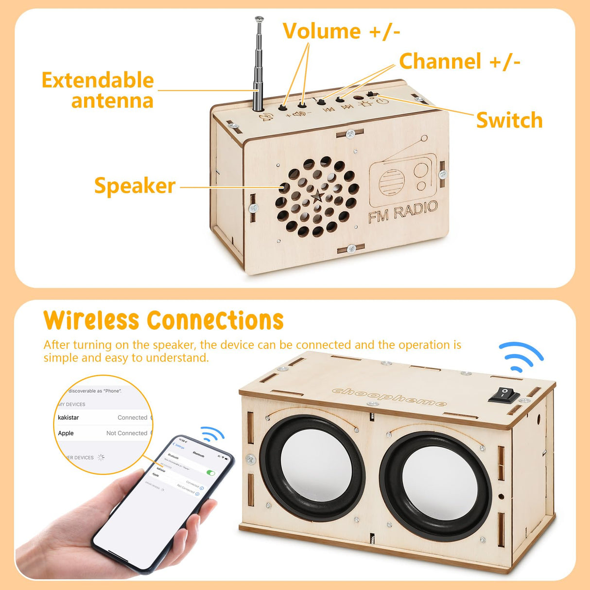 Stem Projects Toys for Boys age 8-12 12-14 Science Kit Building Own Bluetooth Speaker & FM Radio DIY Electronics Kit Science Experiments Kid 9-12 Boy Toys Birthday Gift 8 9 10 11 13 Year Old Teen Girl choopheme