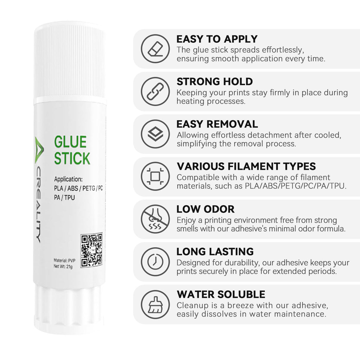 Creality 3D Printer Glue Stick Warping Reducing 3D Printer Glue Stick for Hot Bed 3D Printer Bed Adhesive PVP Solid 3D Print Glue Stick for PLA/ABS/PETG/PC/PA/TPU (Pack of 2) Creality