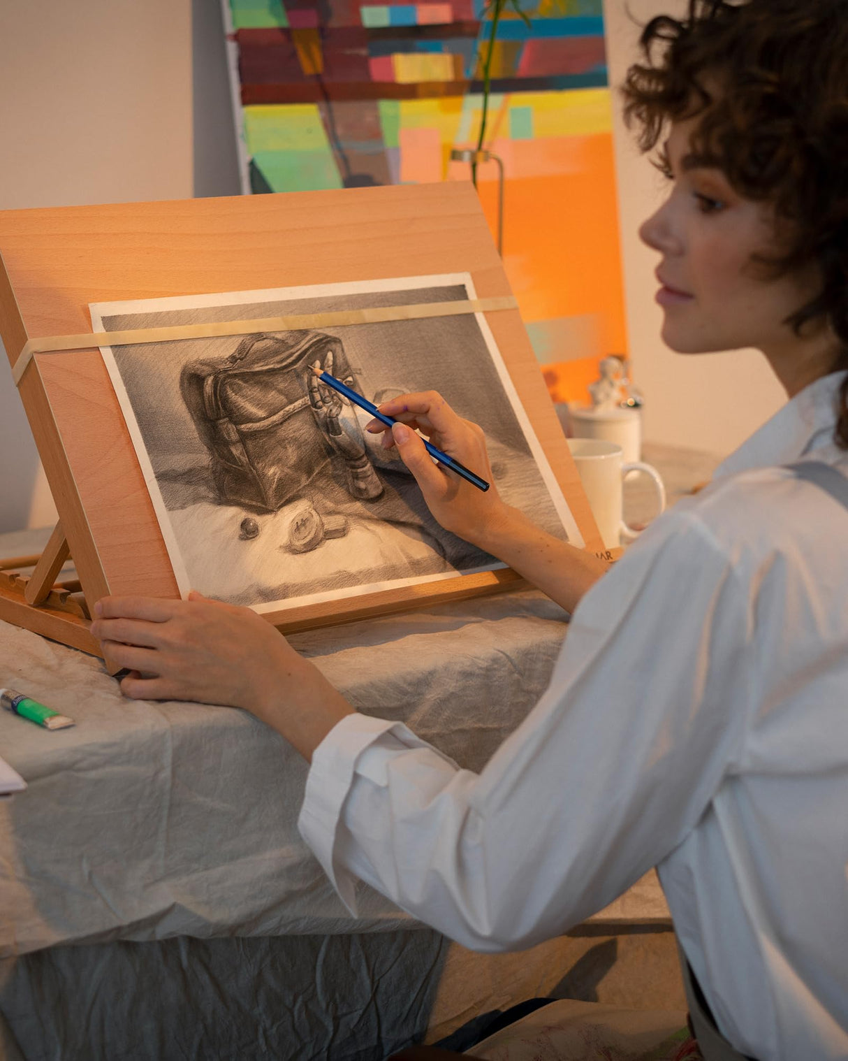 DJAR A3 Drafting Table Easel, Adjustable Portable Beech Wood Drawing Sketching Board, 5 Positions, Natural DJAR