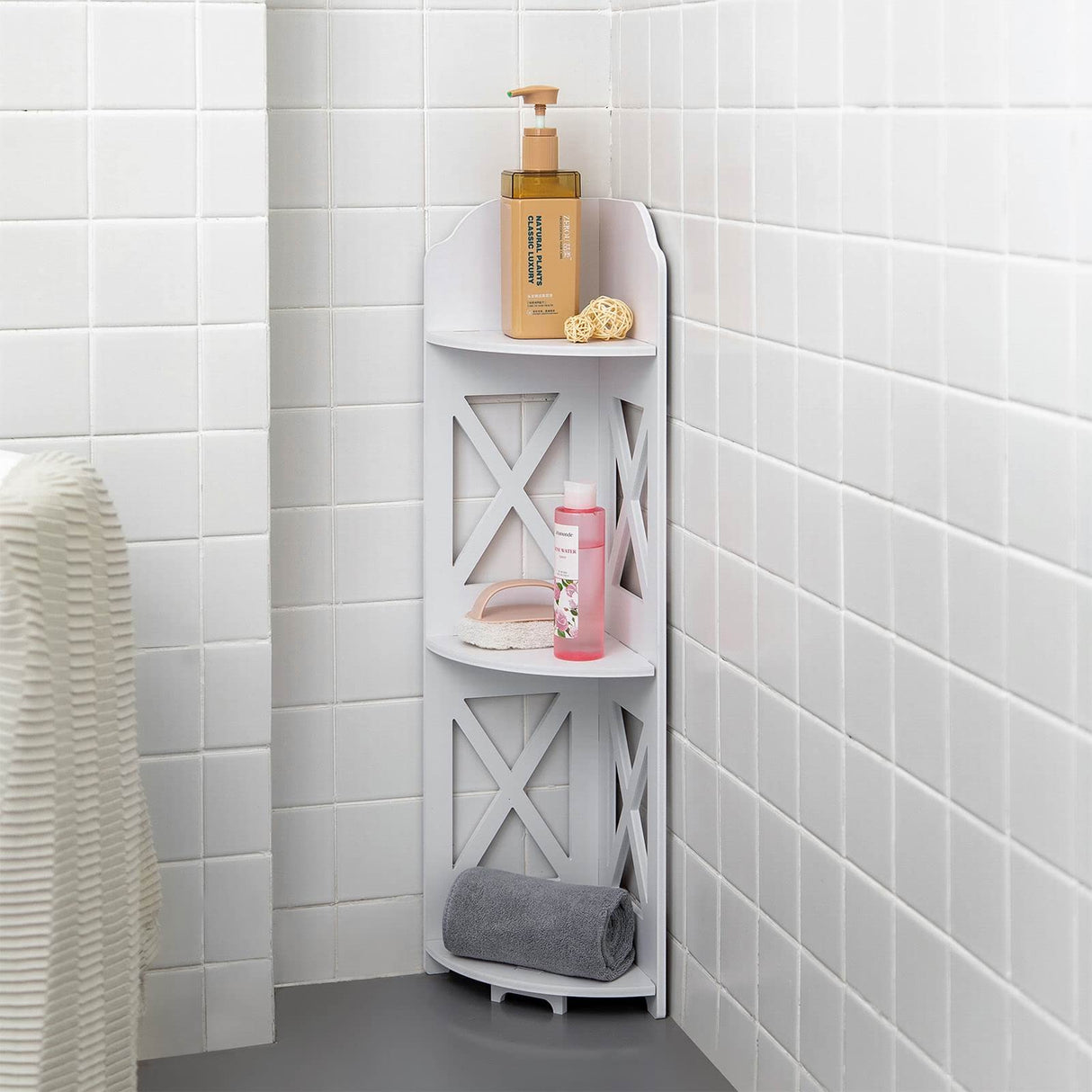 TuoxinEM Corner Shelves for Bathroom Storage, Waterproof Toilet Paper Holder Stand, White TuoxinEM