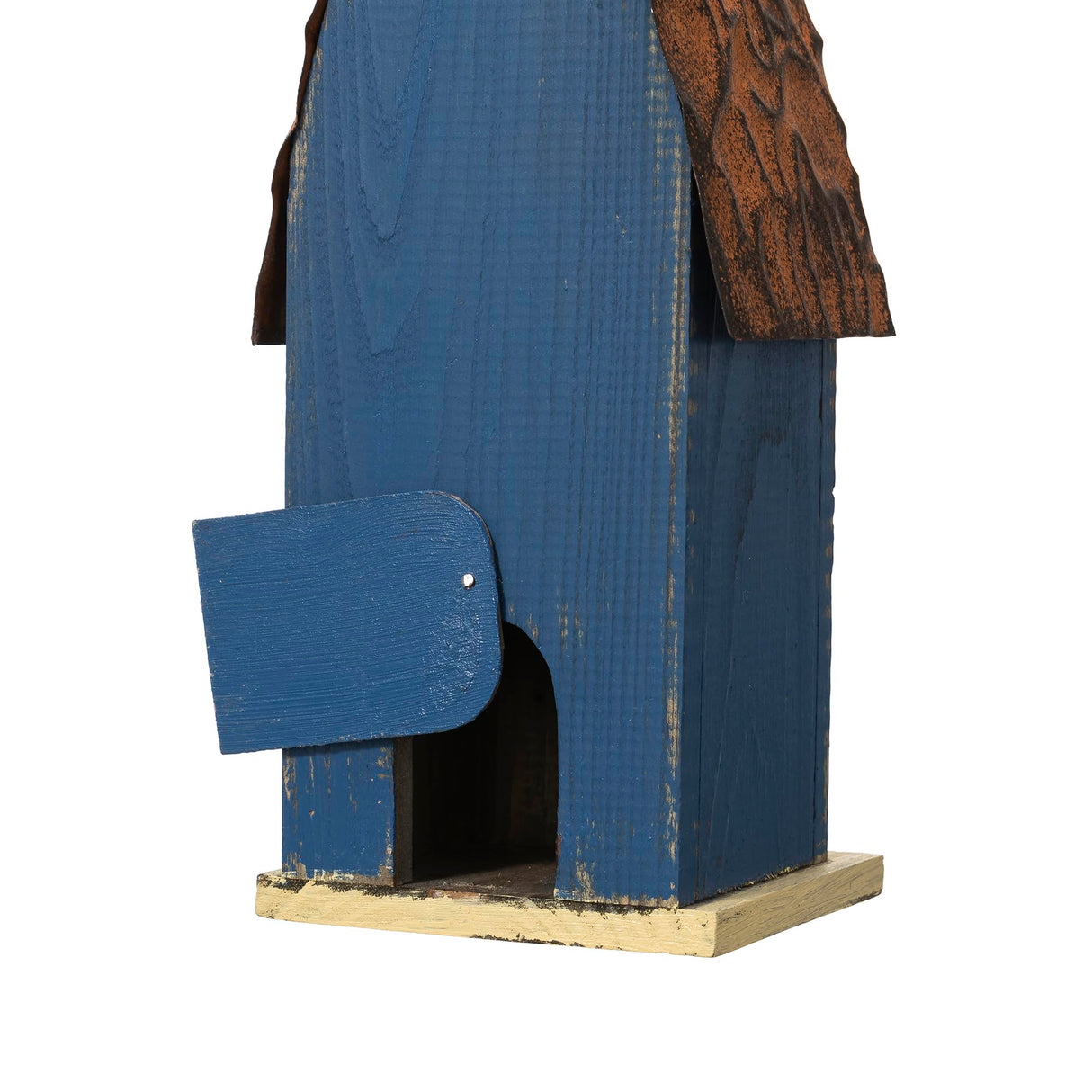 Glitzhome 13.25" H Hanging Birdhouse Retro Blue Distressed Garden Decorative Wooden Bird House for Outdoor Glitzhome