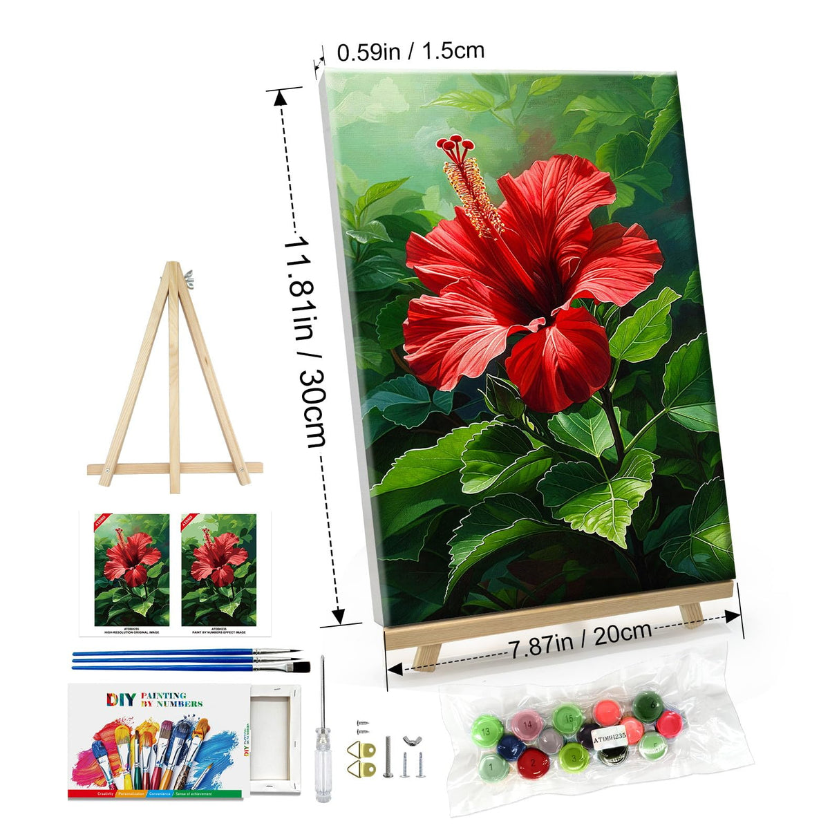 ATDMS Paint by Numbers kit for Adults with Frame Flowers Paint by Numbers with Easel DIY Adult Paint by Number Kits on Canvas Oil Painting Kits for Gift Home Wall Decor 8x12 Inch ATDMS