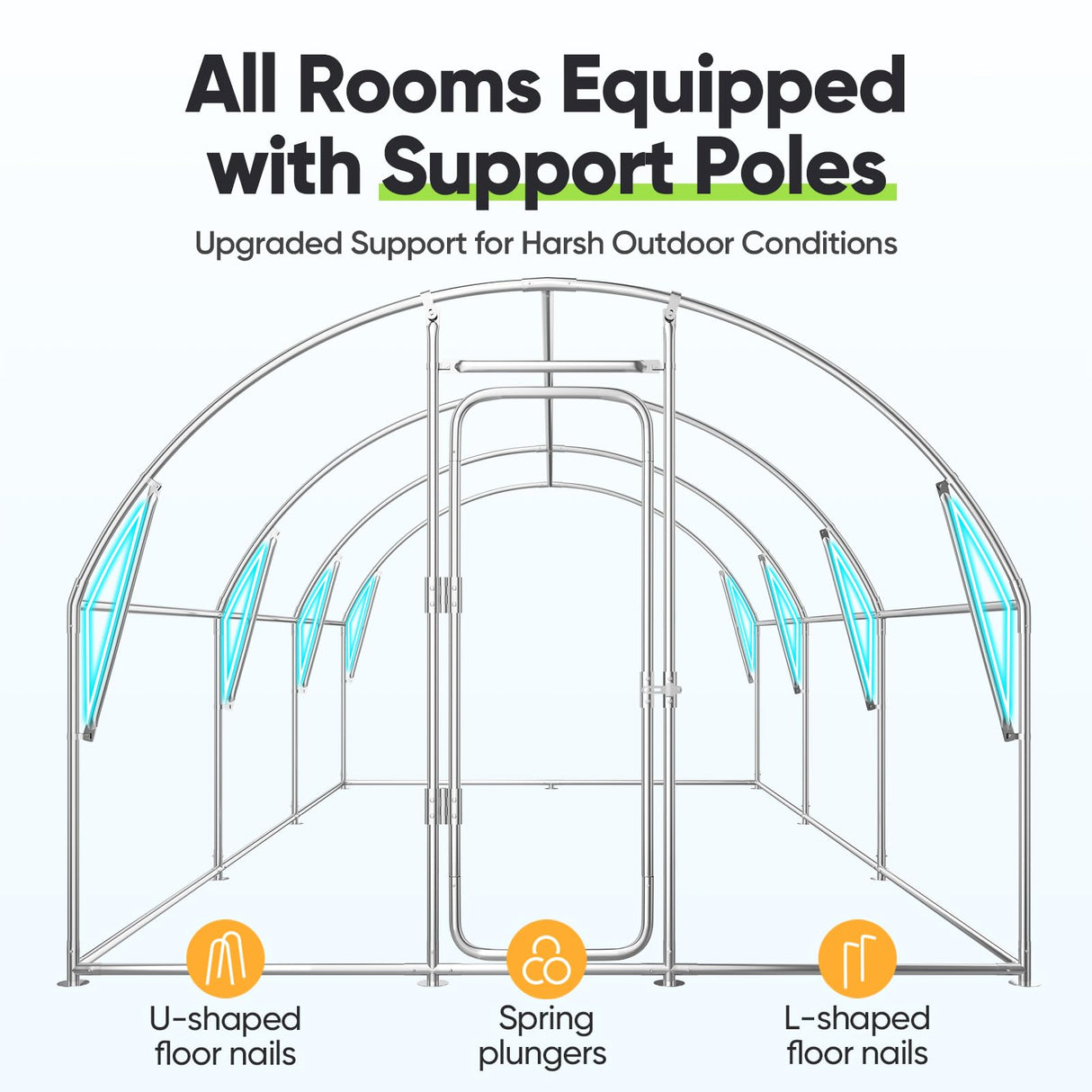 Quictent Large Metal Chicken Coop Run for 20/30 Poultry with Roosting Perch & Swing, 19x10FT Upgraded Outdoor Walk-in Cage Arch Hen Duck Rabbit Yard Farm House, Chicken Wire, Waterproof Roof Tarp Quictent