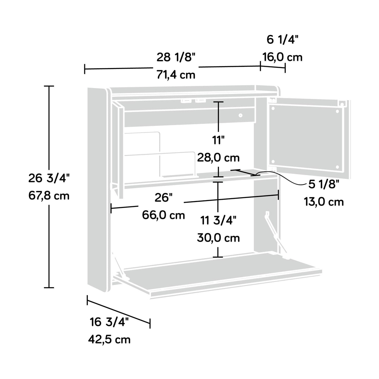 Sauder Harvey Park Wall Desk, Grand Walnut Finish Sauder