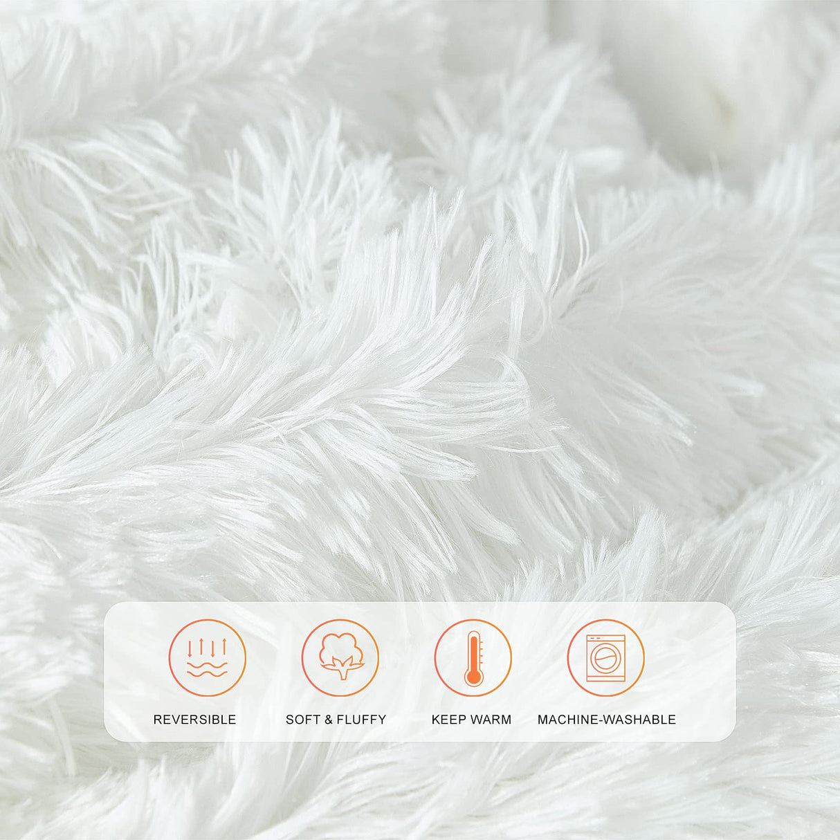 TOONOW Extra Soft Fuzzy Faux Fur Throw Blanket 50"x60", Reversible Lightweight Fluffy Cozy Plush Comfy Microfiber Fleece Decorative Shaggy Blanket for Couch Sofa Bed, Pure White TOONOW