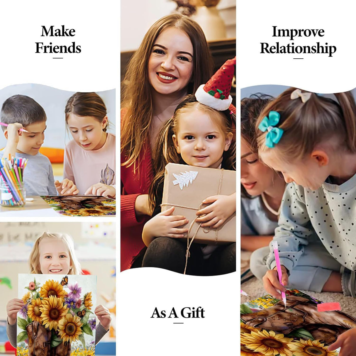 bleihum Boot Diamond Painting Kits for Adults- 5D Sunflower Diamond Art Kits for Adult, DIY Full Drill Diamond Gem Art for Home Wall Decor(12x16inch) bleihum