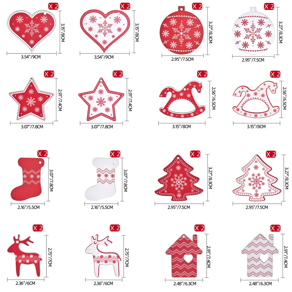 Christmas Ornaments, IDATOO 32 PCS Wooden Christmas Tree Hanging Decorations, Farmhouse Rustic Personalized Gift for Christmas Home Xmas Tree Window Door Accessories (32 pcs) IDATOO