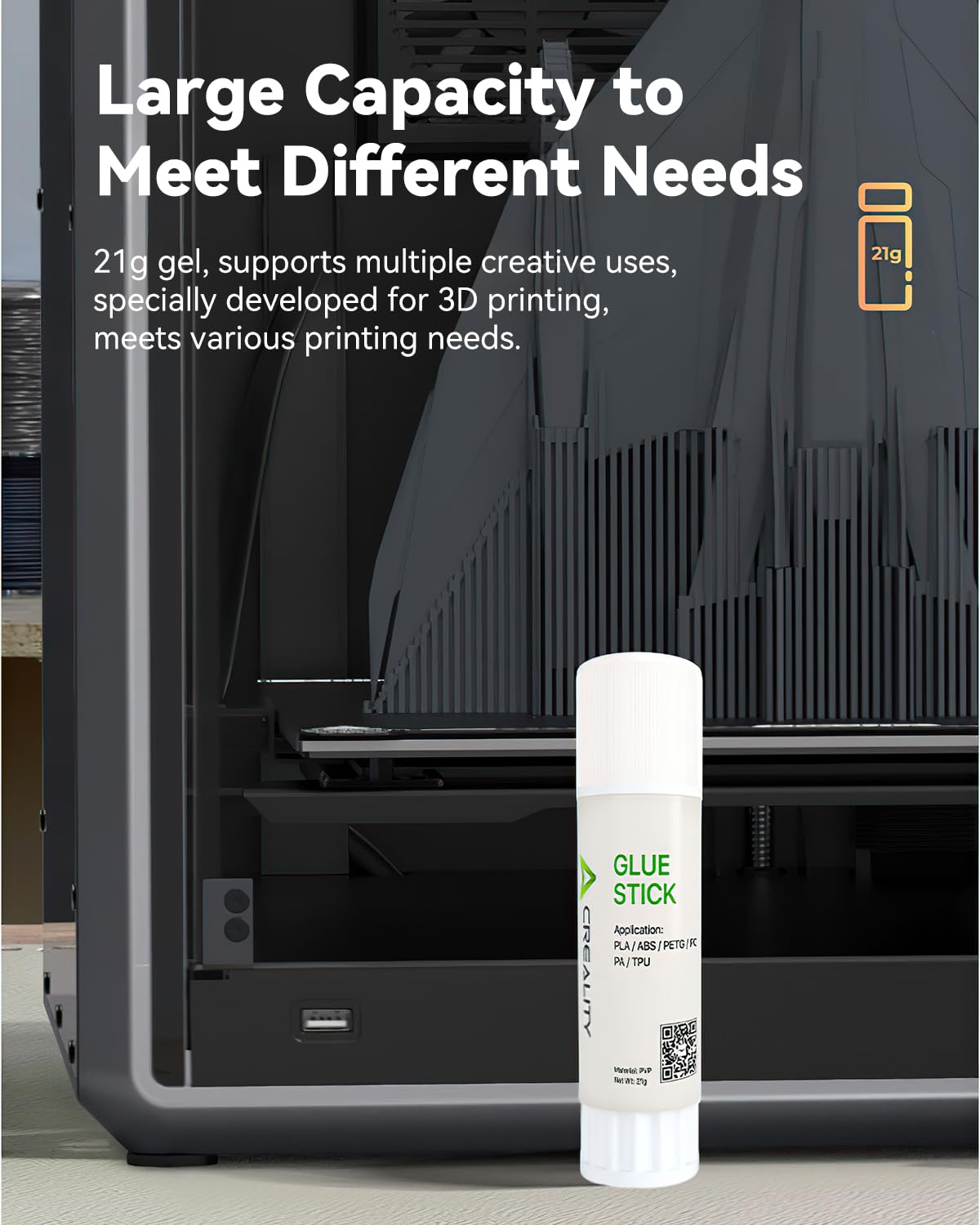 Creality Official 3D Printer Adhesive Glue, Enhanced Adhesion Reduces Warping for Filament on Build Plate, Easy to Clean and Safe PVP Solid 3D Printer Glue Stick for PLA/ABS/PETG/PC/PA/TPU, 2 Pack Creality