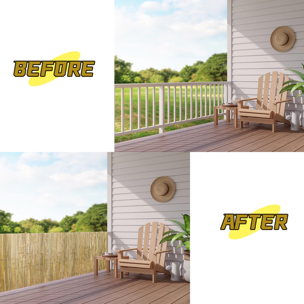 Natural Bamboo Slat Screening,6FT x 13FT Bamboo Fence Panel for Garden Privacy Fence Screen for Indoor or Outdoor (1.8m x 4m Approx) Gardgue