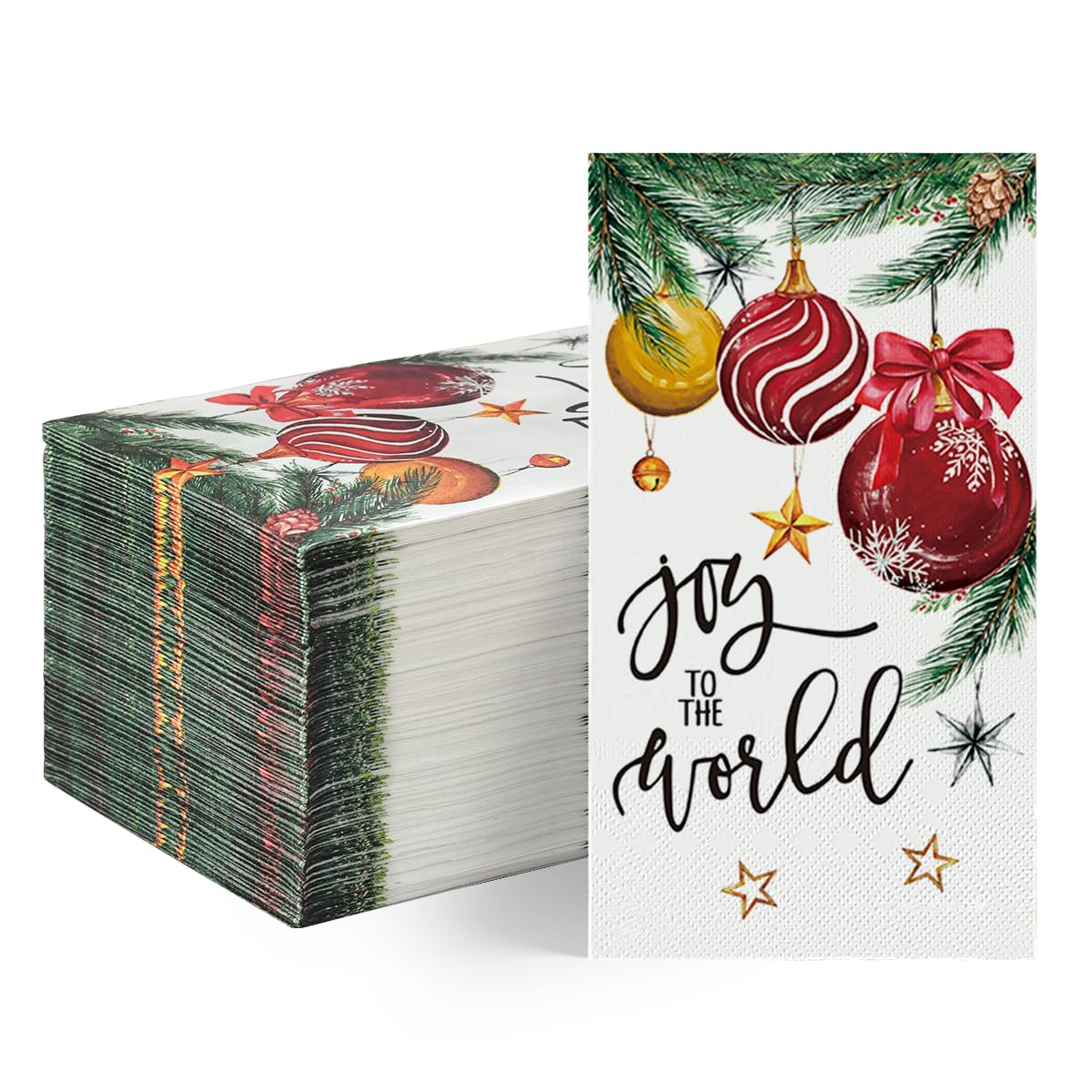 Horaldaily 100 Christmas Disposable Paper Decorative Guest Napkins, Xmas Balls for Party Lunch Dinner Kitchen Bathroom Horaldaily