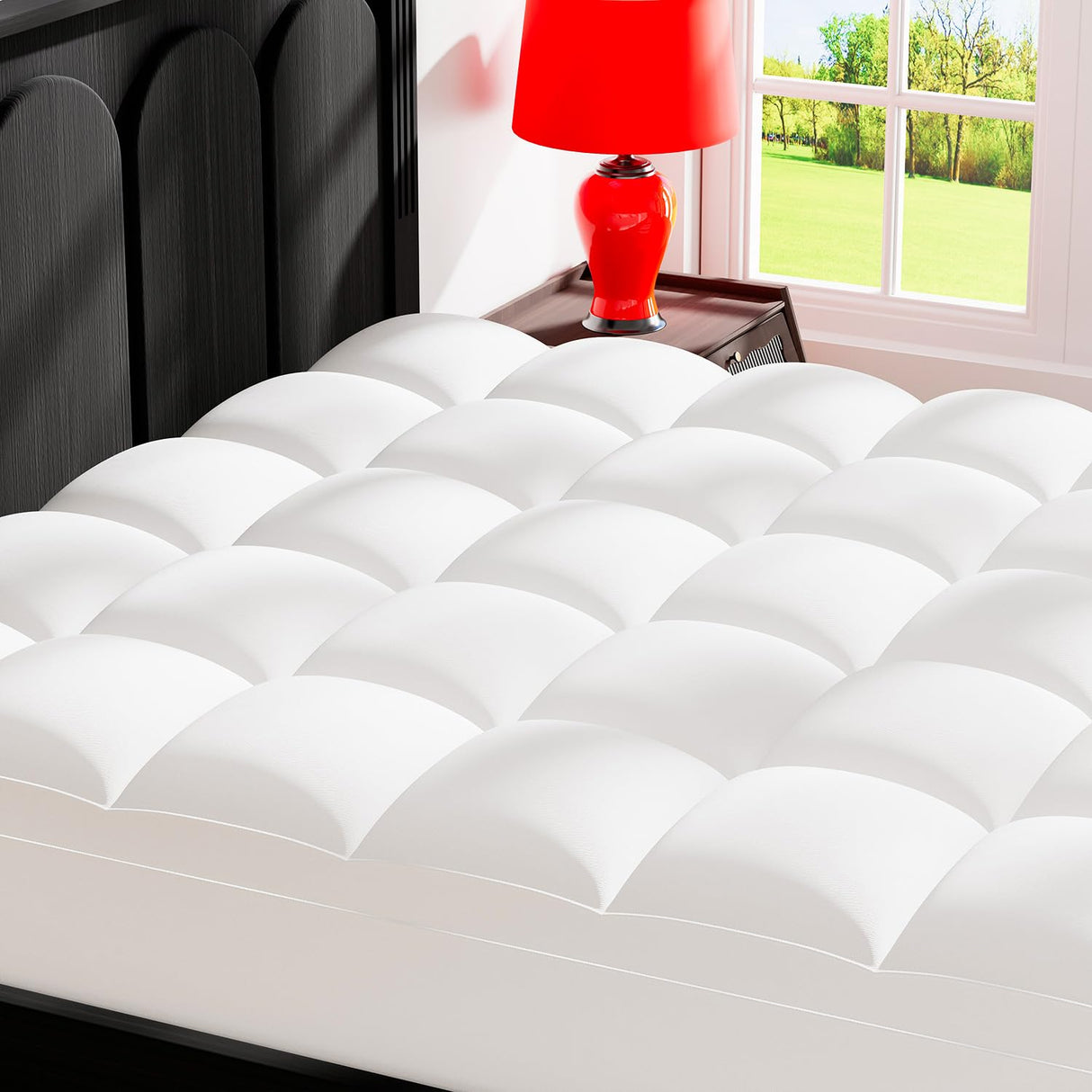 Topllen Twin Mattress Topper for Back Pain Relief, Extra Thick Pillow Top Plush Mattress Pad with Deep Pocket, Soft Pillowtop Twin Size Bed Toppers Filled Fluffy Down Alternative, White Topllen