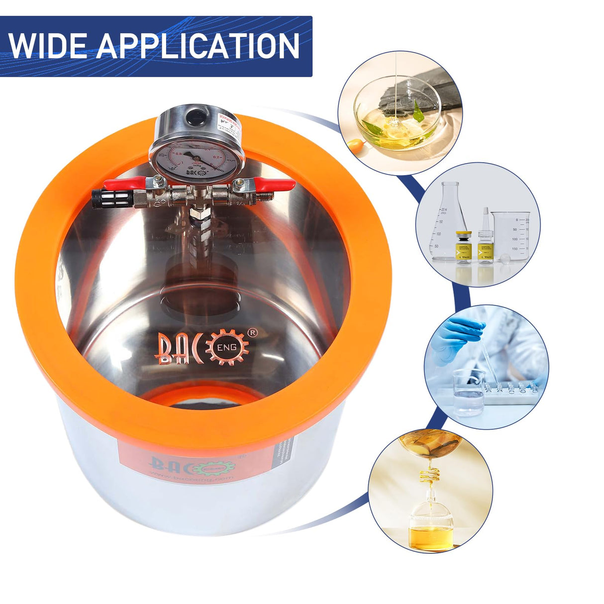 BACOENG 5 Gallon Vacuum Chamber with Pump, Stainless Steel Vacuum Degassing Chamber Kit with 3.6 CFM 1/4 HP Single Stage HVAC Vacuum Pump with Oil BACOENG