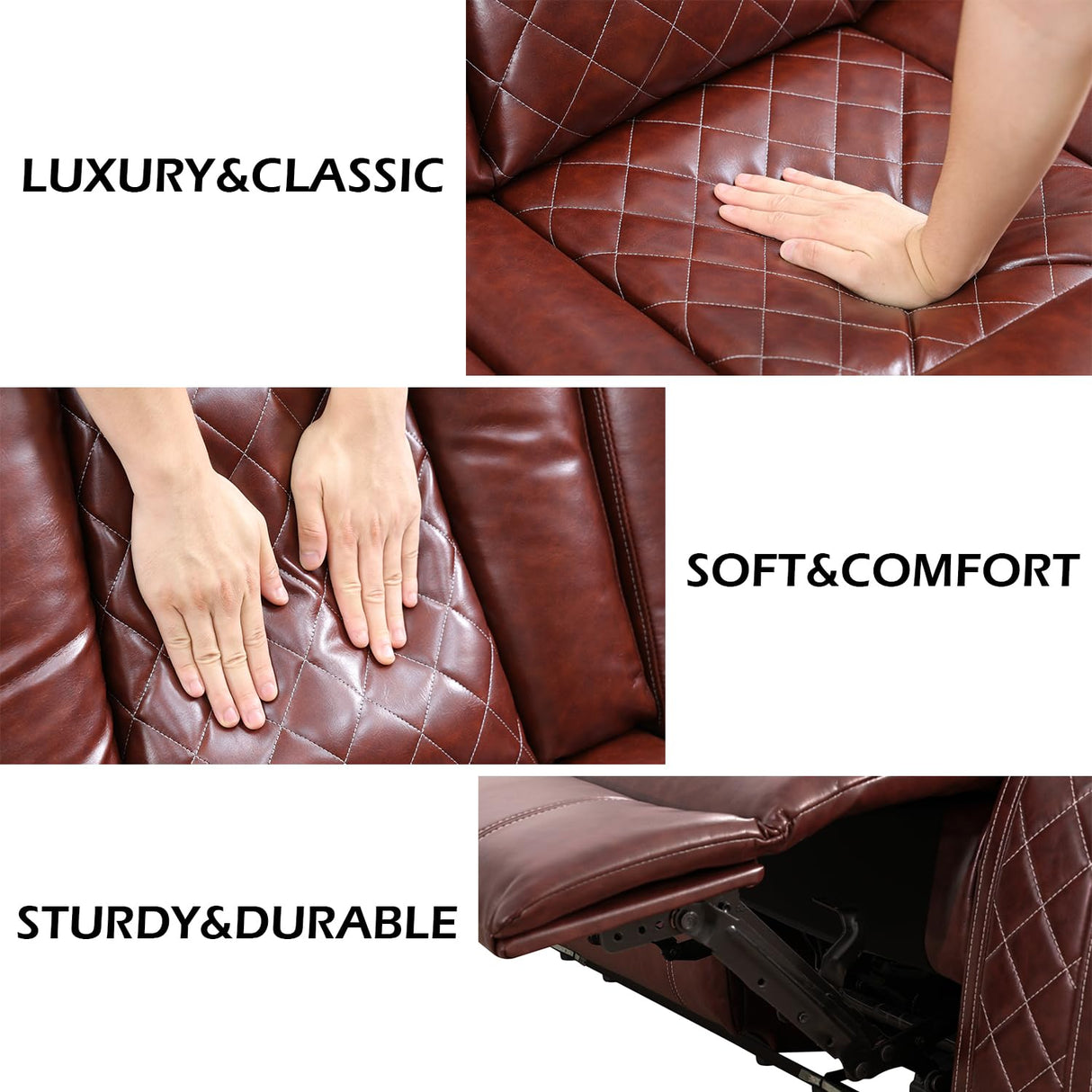 SIENWIEY Power Recliner Sofa Set with LED Lights, Leather Reclining Sofa Set for Living Room, Leather Couch Set with USB Charging๏ผBurgundy๏ผSofa+Loveseat+Chair 3 Pieces SIENWIEY